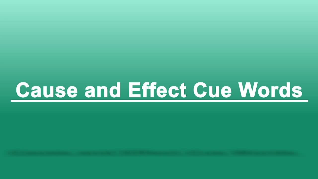 Cause and Effect Text Structure